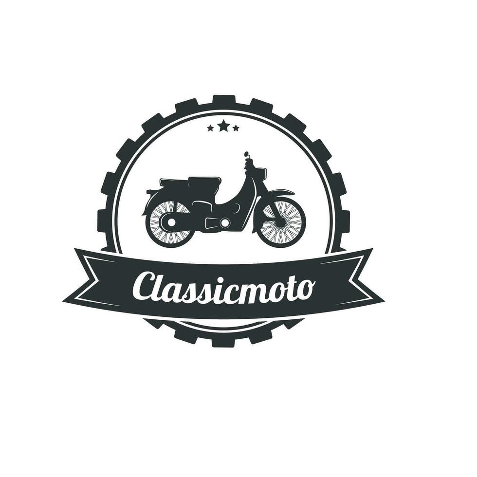 retro of wijnoogst motorfiets embleem logo ontwerp premie sjabloon, klassiek motorfiets, vlieg, vuur, en Vleugels element, monochroom logo insigne zwart en wit kleur vector