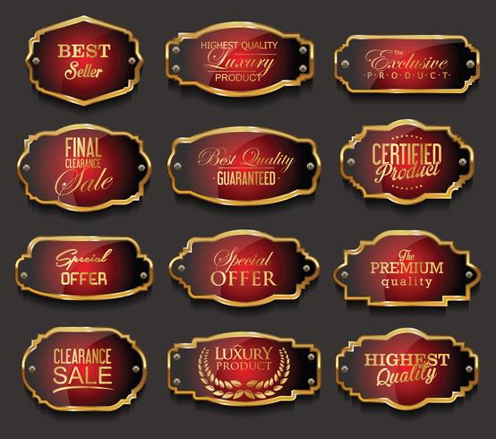 Luxe premium gouden insignes en labels vector