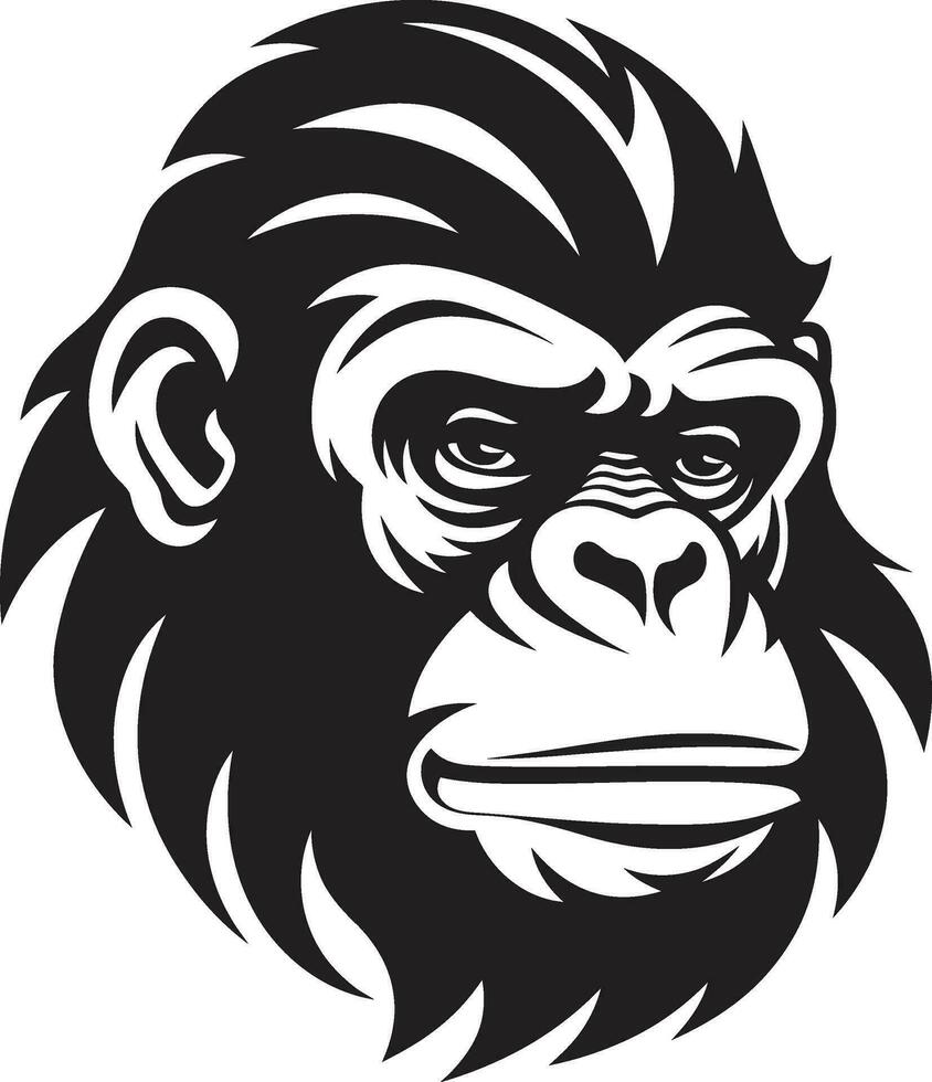 noir schoonheid duurt vlucht chimpansee symbool elegantie in de oerwoud zwart vector aap embleem