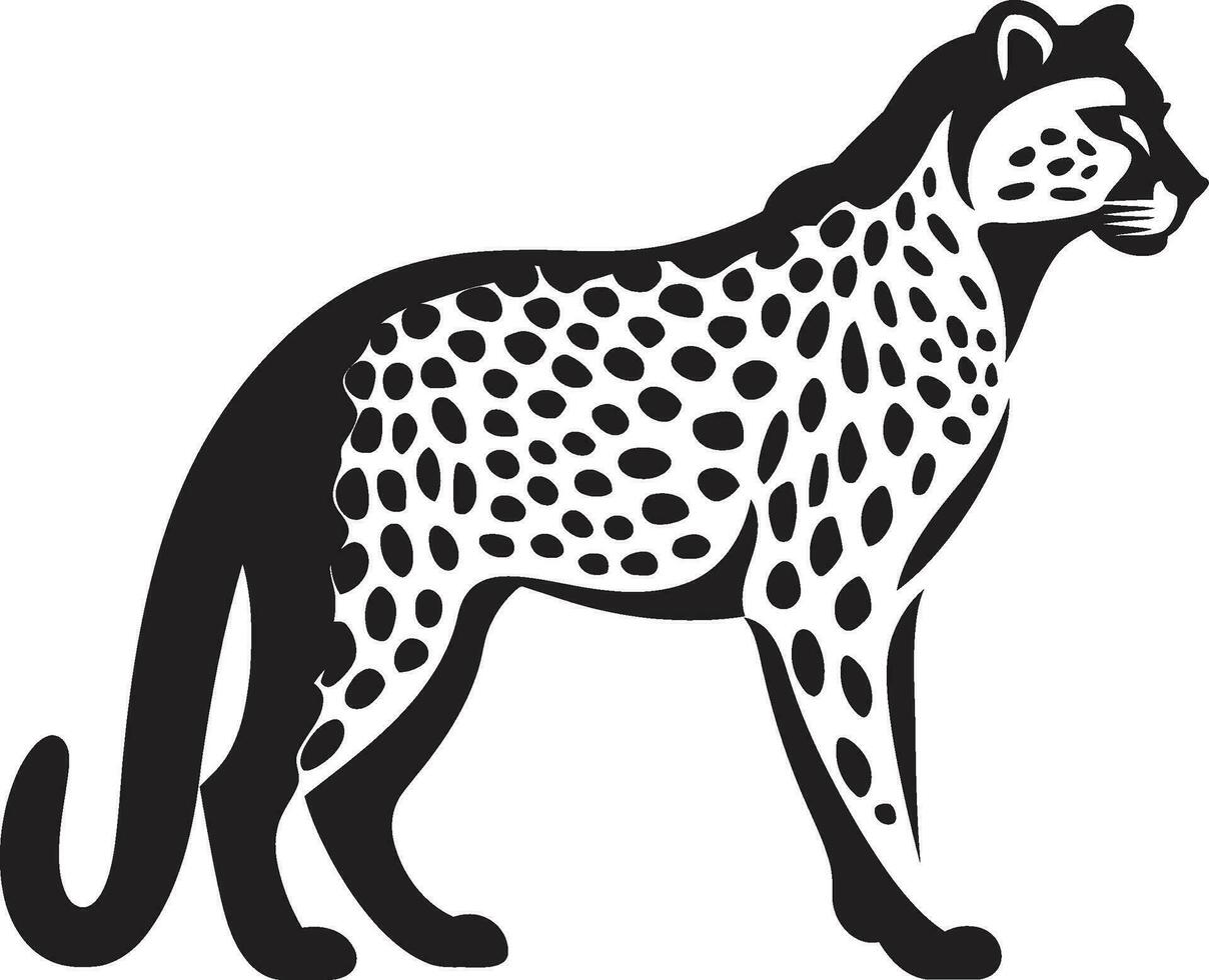 zwart Jachtluipaard silhouet elegantie bepaald hedendaags katachtig Mark met bakkebaarden vector