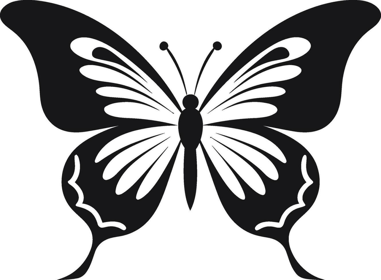 zwart schoonheid in vlucht vlinder logo ontwerp ebon elegantie gevleugeld embleem vector