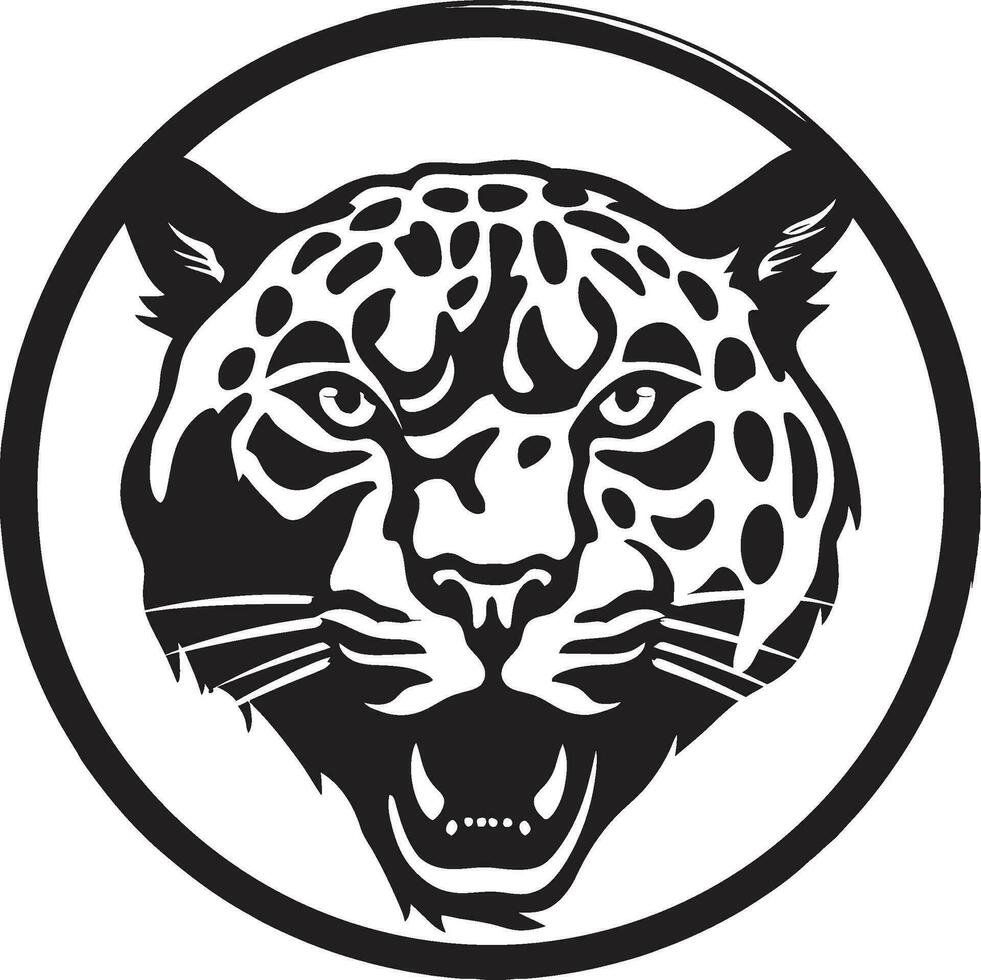 jaguars genade in eenvoud insigne gevectoriseerd vlekken en bakkebaarden vector