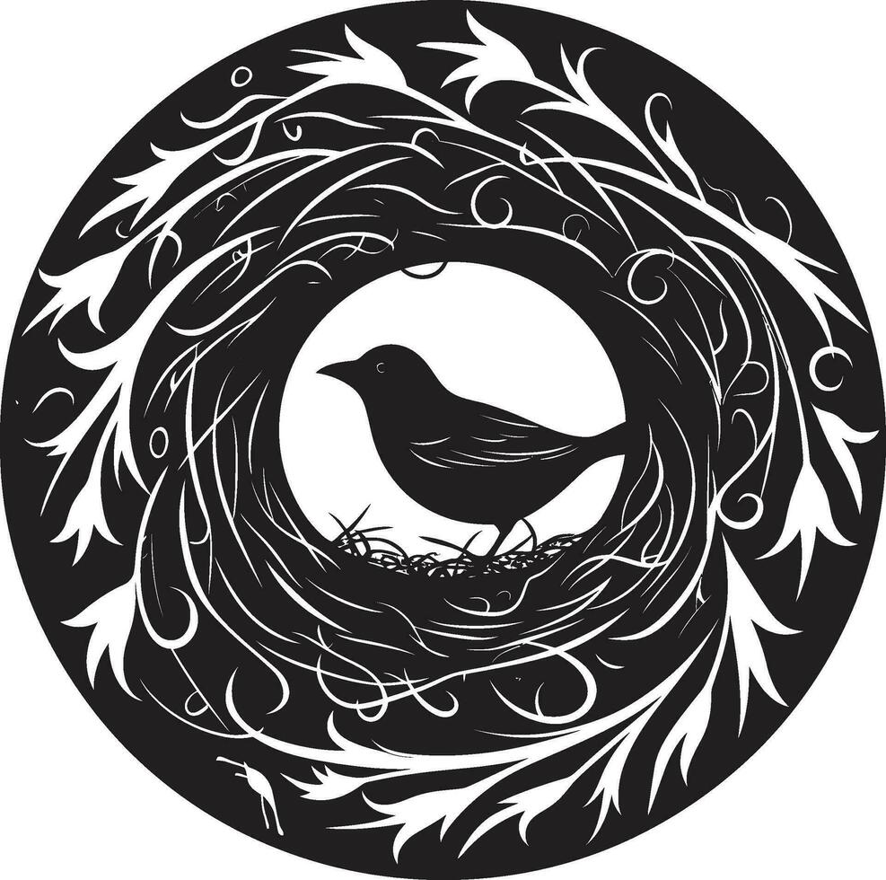 zwart vector vogel nest een veilige haven van eenvoud esthetisch antenne woning noir nest logo
