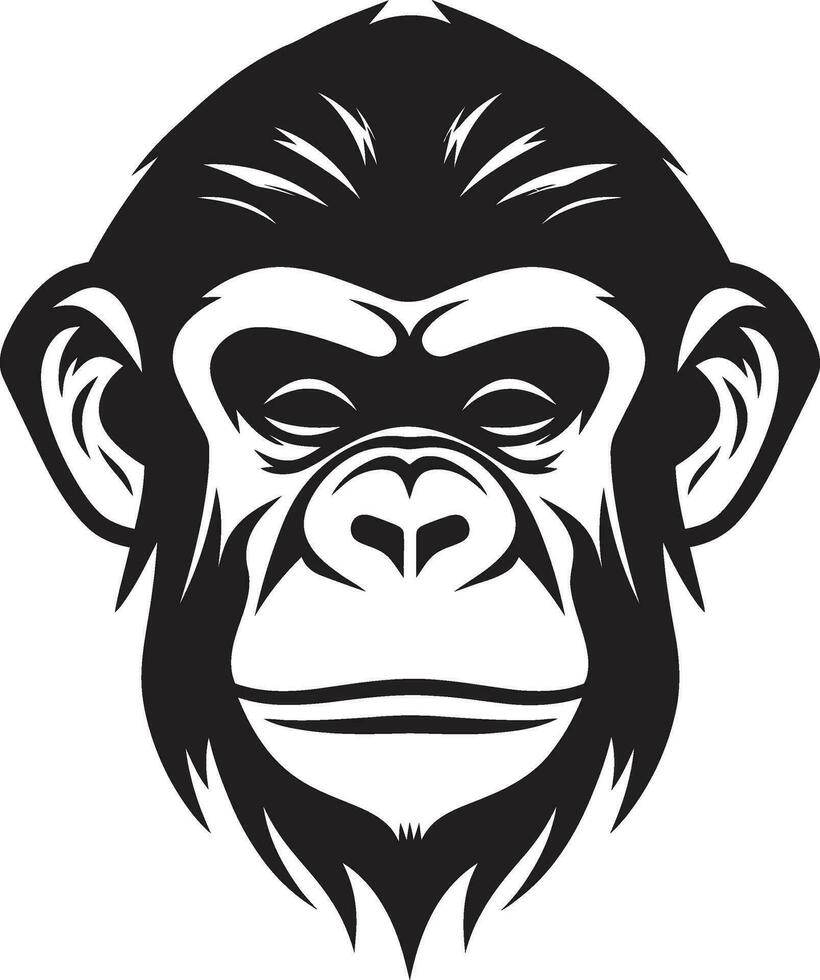 de kunst van dieren in het wild zwart chimpansee embleem bevallig majesteit aap icoon in zwart vector