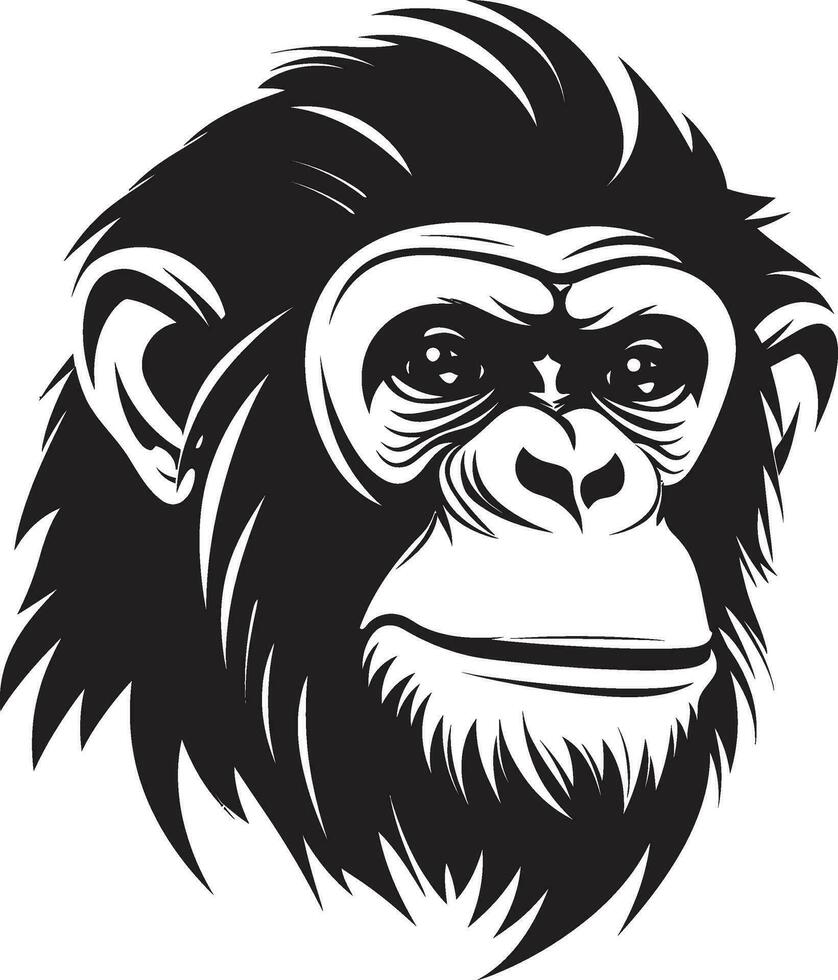 sterkte en genade een chimpansee symbool in zwart wijs en wild zwart chimpansee embleem van intelligentie- vector