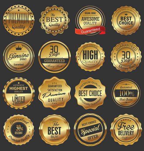 Luxe premium gouden insignes en labels vector