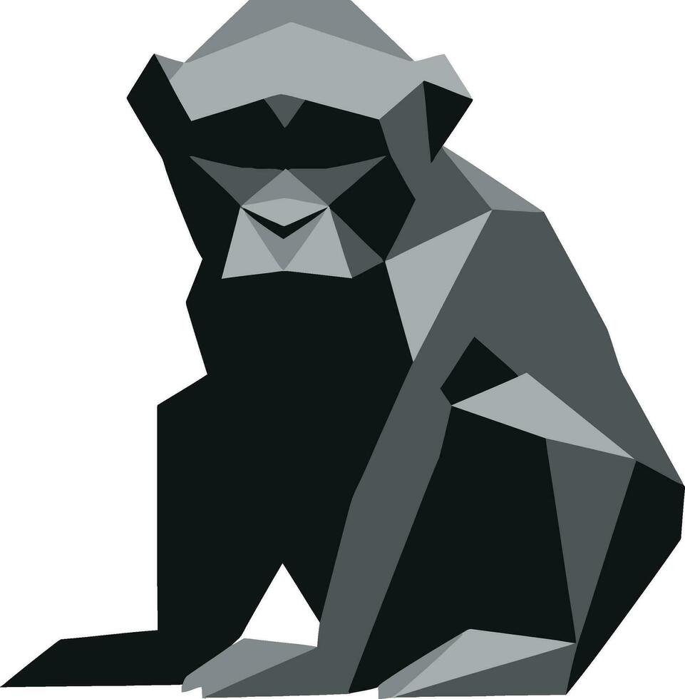 gebeeldhouwd in zwart een primaat embleem in monochroom chimpansee majesteit de essence van aard genade vector