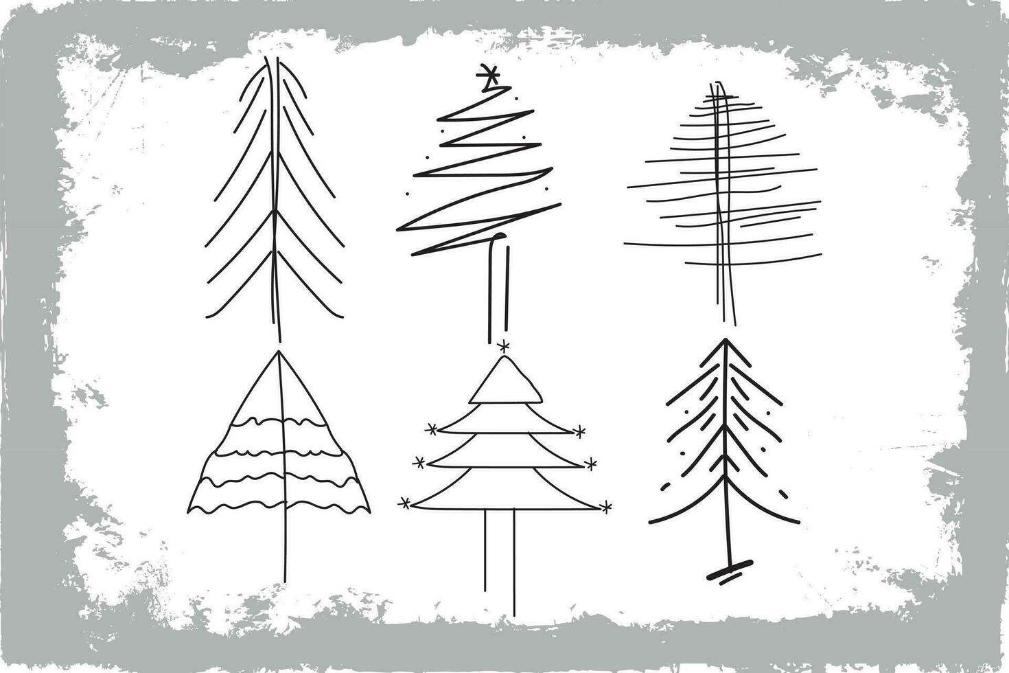 Kerstmis hand- getrokken bomen bundel . creatief kunsten werk voor uw t overhemd , mok , kdp andere vector