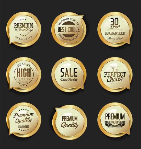 Luxe premium gouden insignes en labels vector