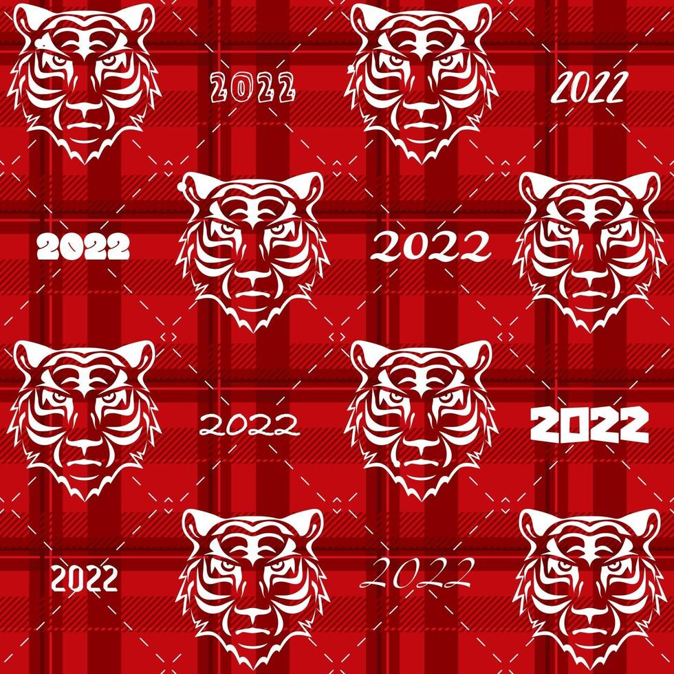naadloos nieuwjaar 2022 patroon. kerstprint met tijger. vector