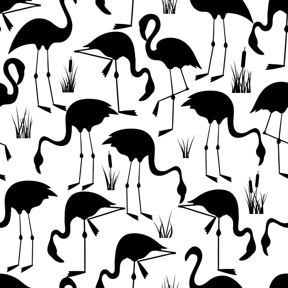 flamingo silhouet met riet. vector