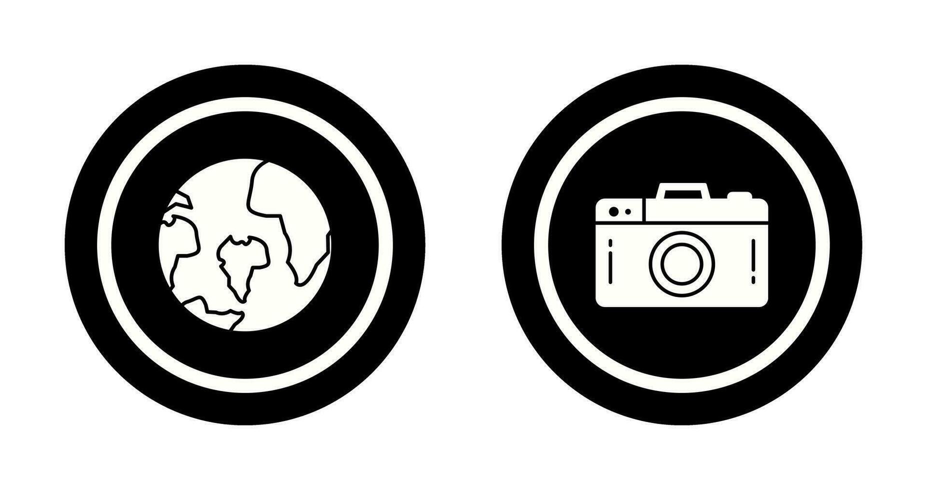 camera en wereld icoon vector