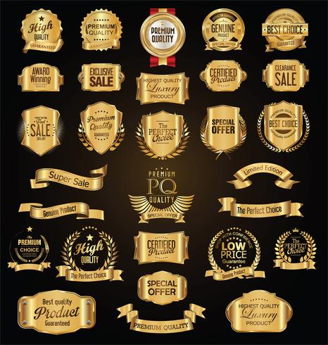 Luxe premium gouden insignes en labels vector