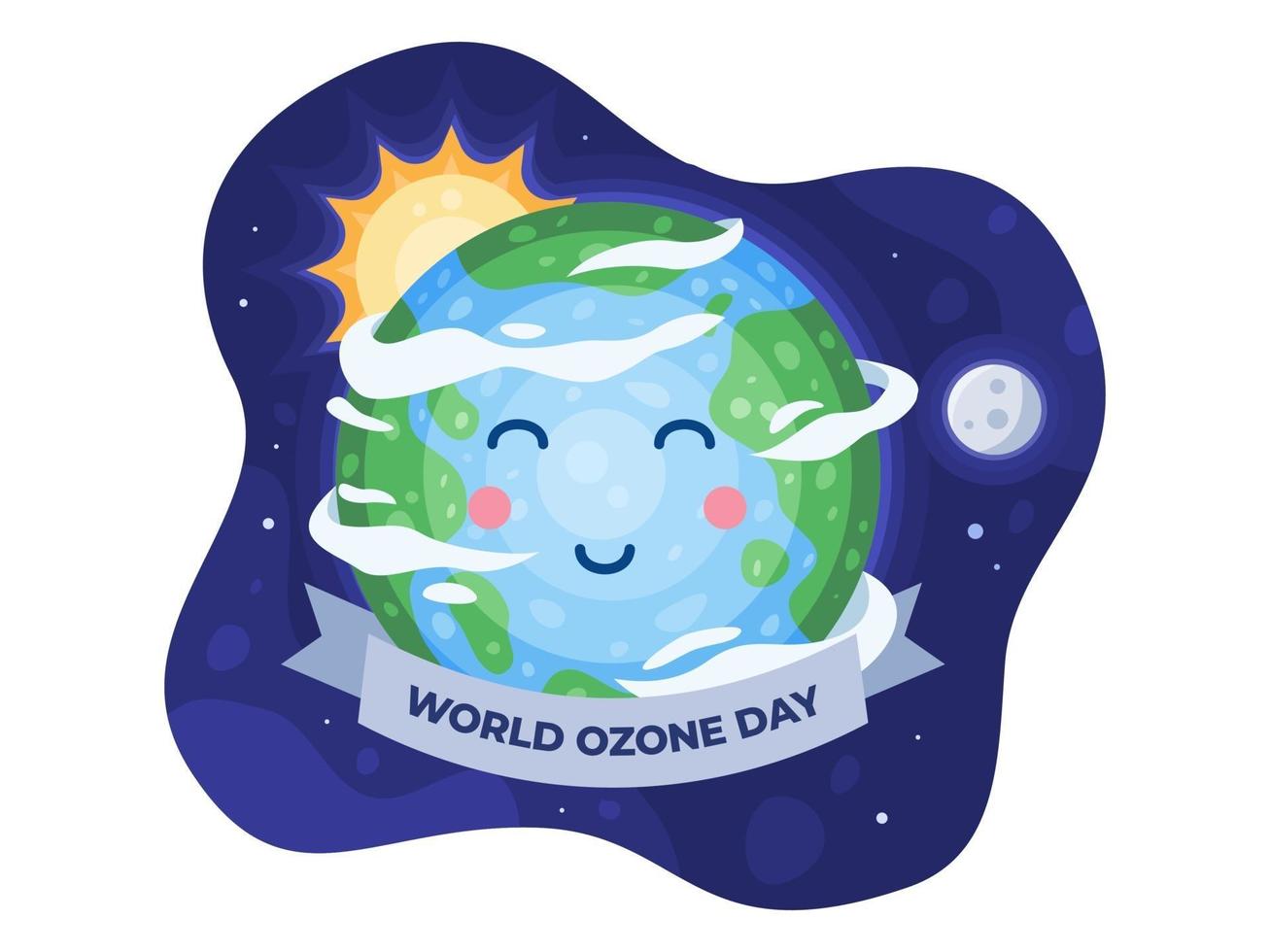 happy world ozon day op 16 september met schattige aarde cartoon vector