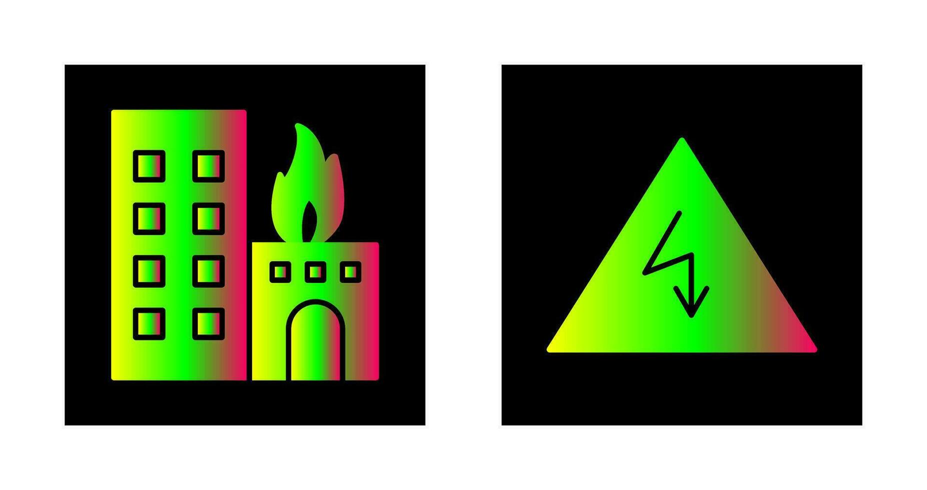 brandend gebouw en elektriciteit Gevaar icoon vector