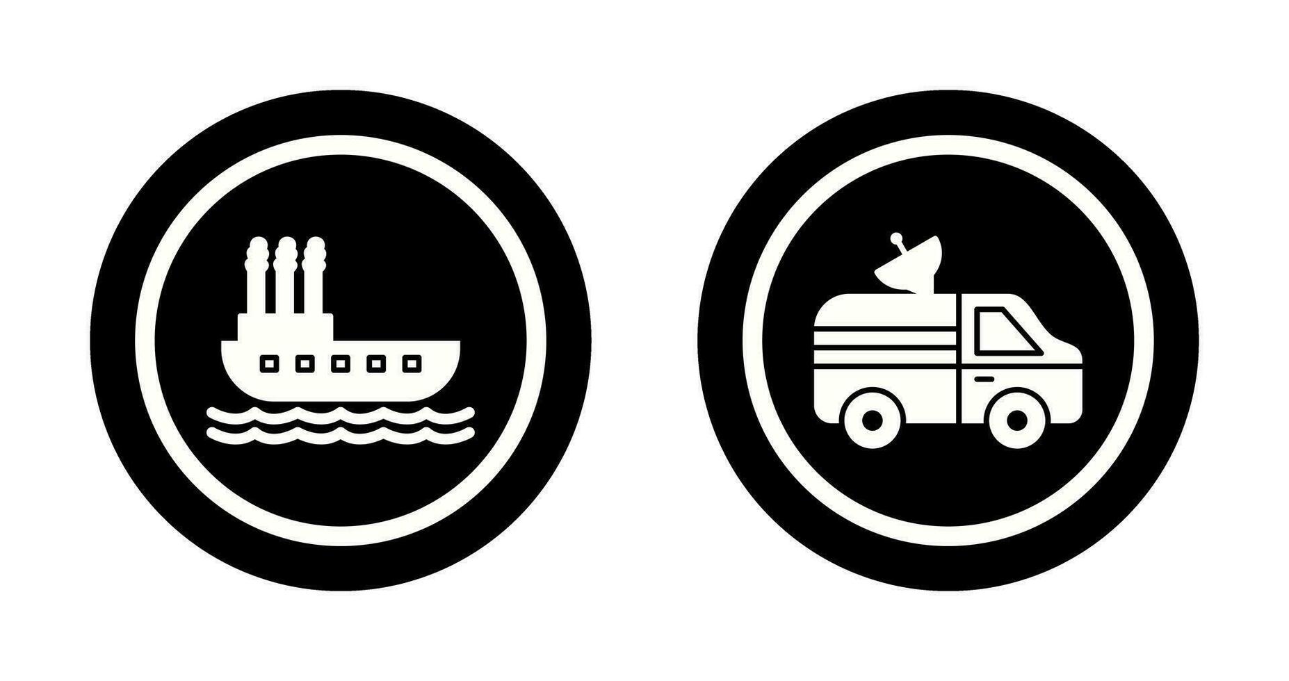 stoomboot en nieuws busje icoon vector