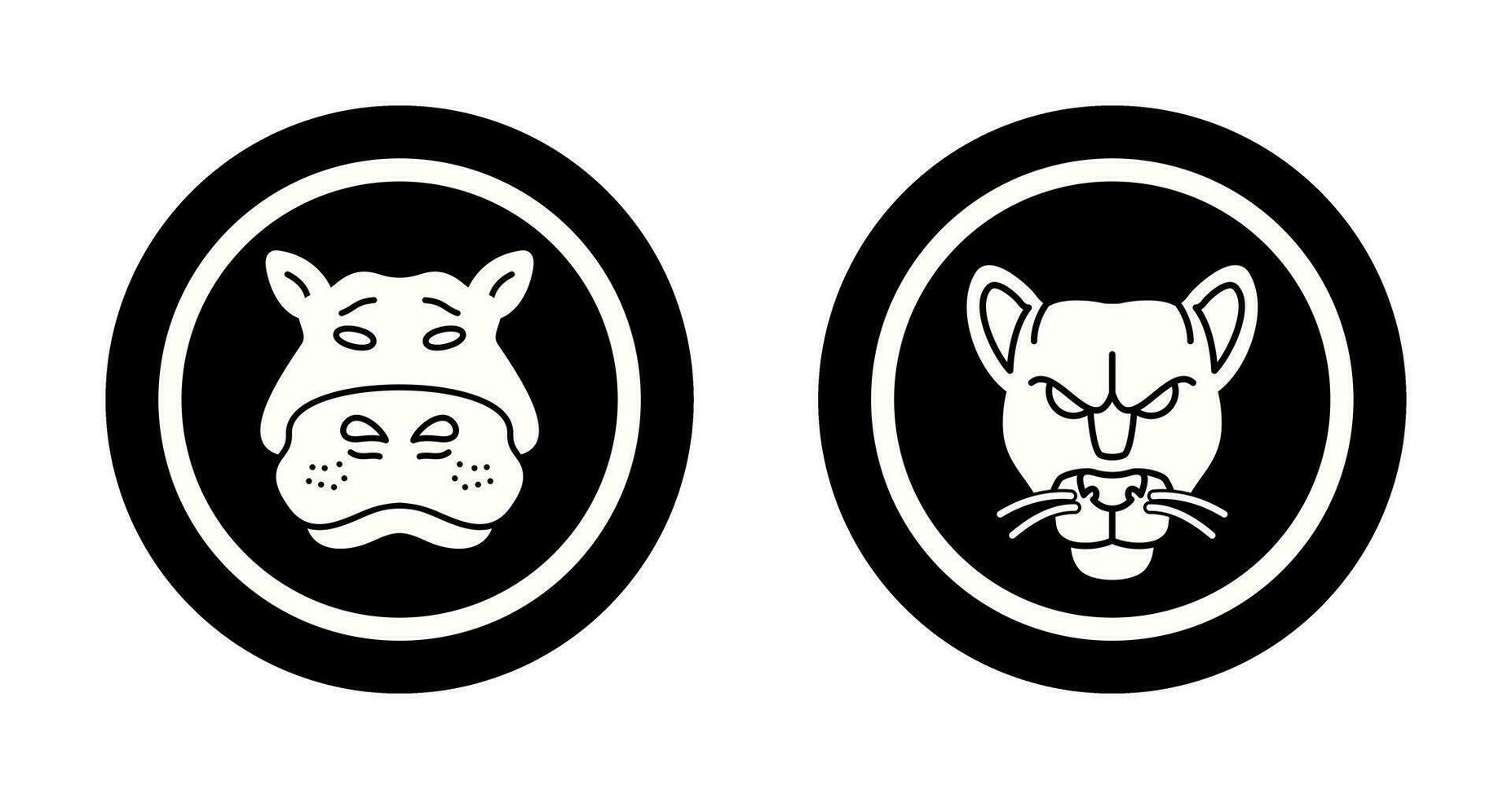 panter een d nijlpaard icoon vector