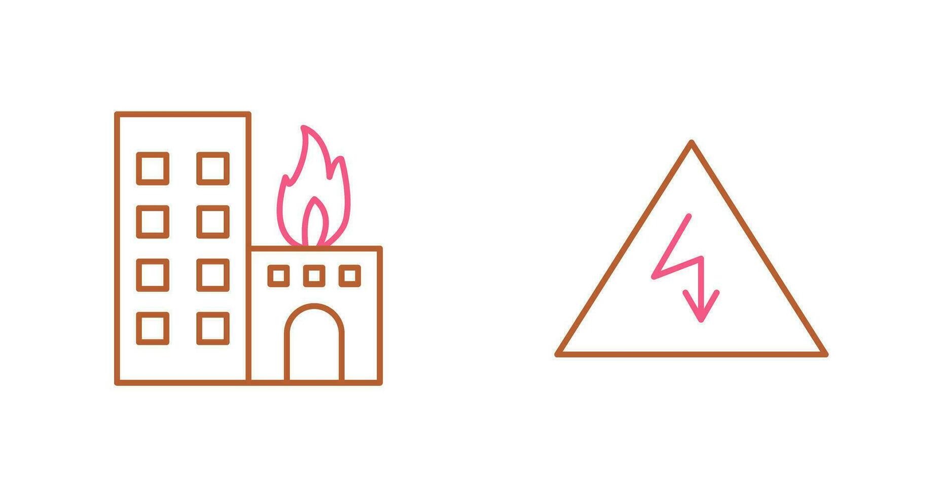 brandend gebouw en elektriciteit Gevaar icoon vector