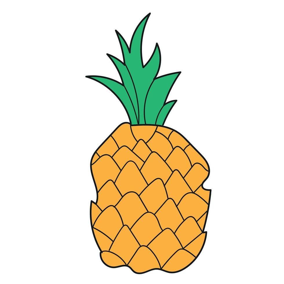 exotisch fruit, heldere cartoonananas vector