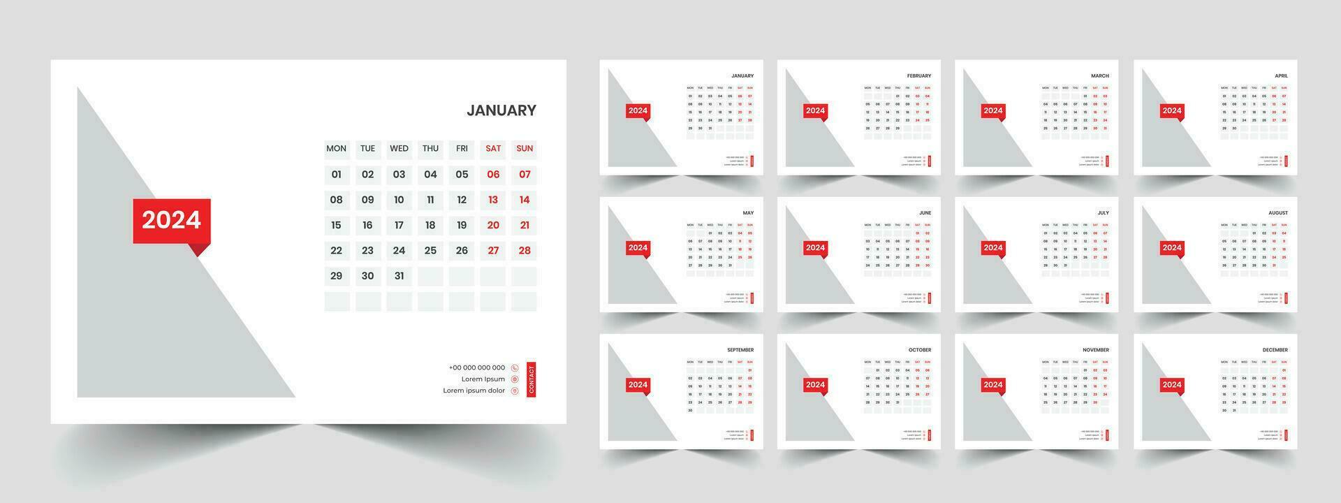 kalender 2024 week begin maandag zakelijke ontwerp ontwerper sjabloon vector