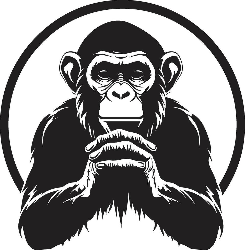 genade en vrijheid zwart chimpansee symbool sterkte in schaduwen noir dieren in het wild embleem vector