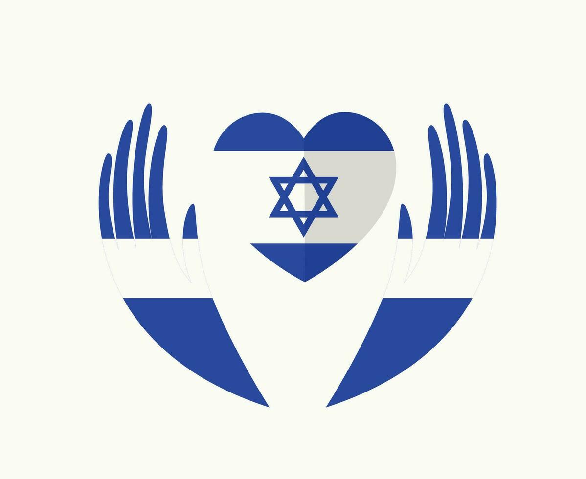 Israël vlag embleem hart met handen symbool midden- oosten- land abstract ontwerp vector illustratie