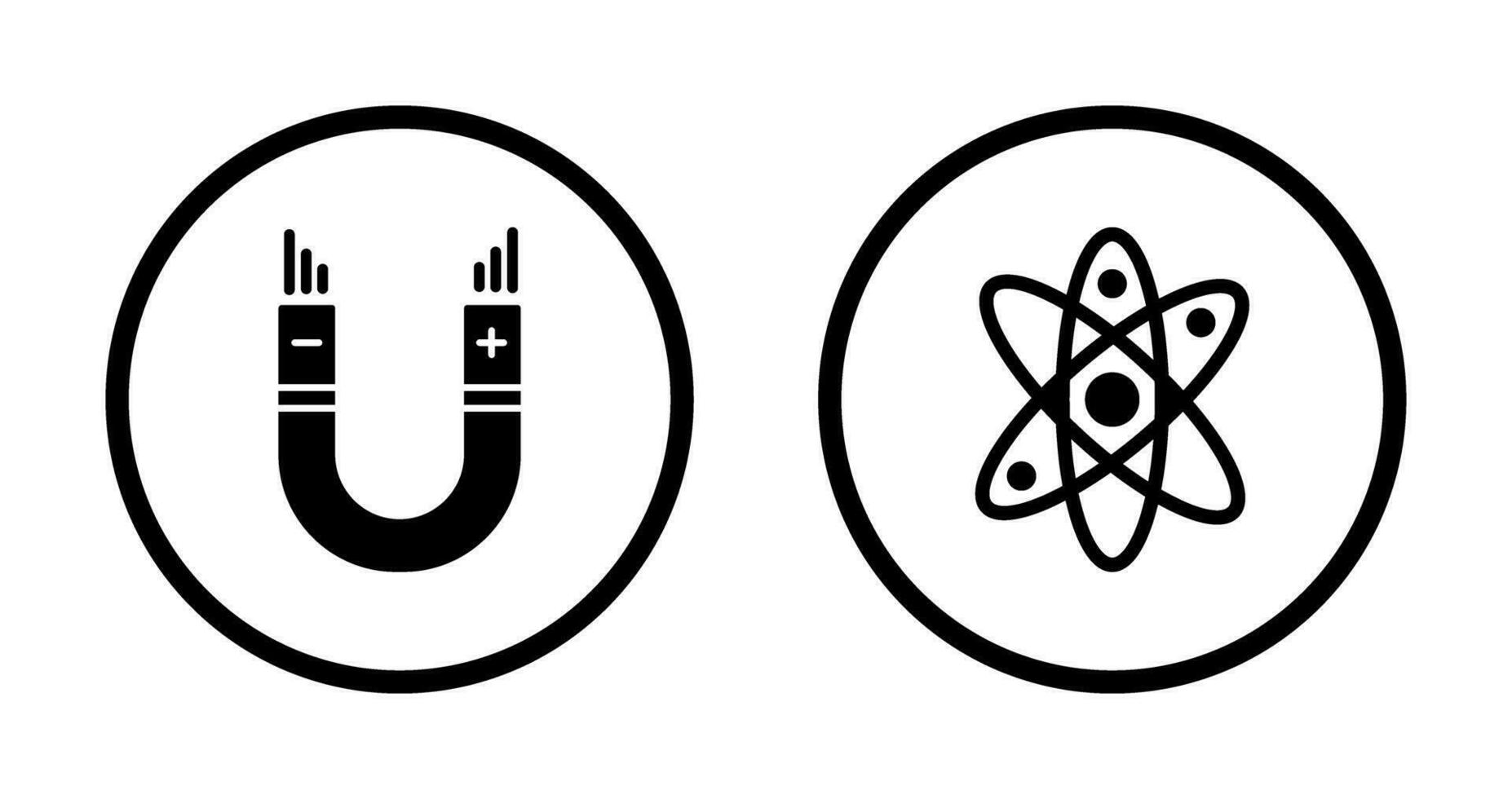 atoom en magneet, attractie icoon vector