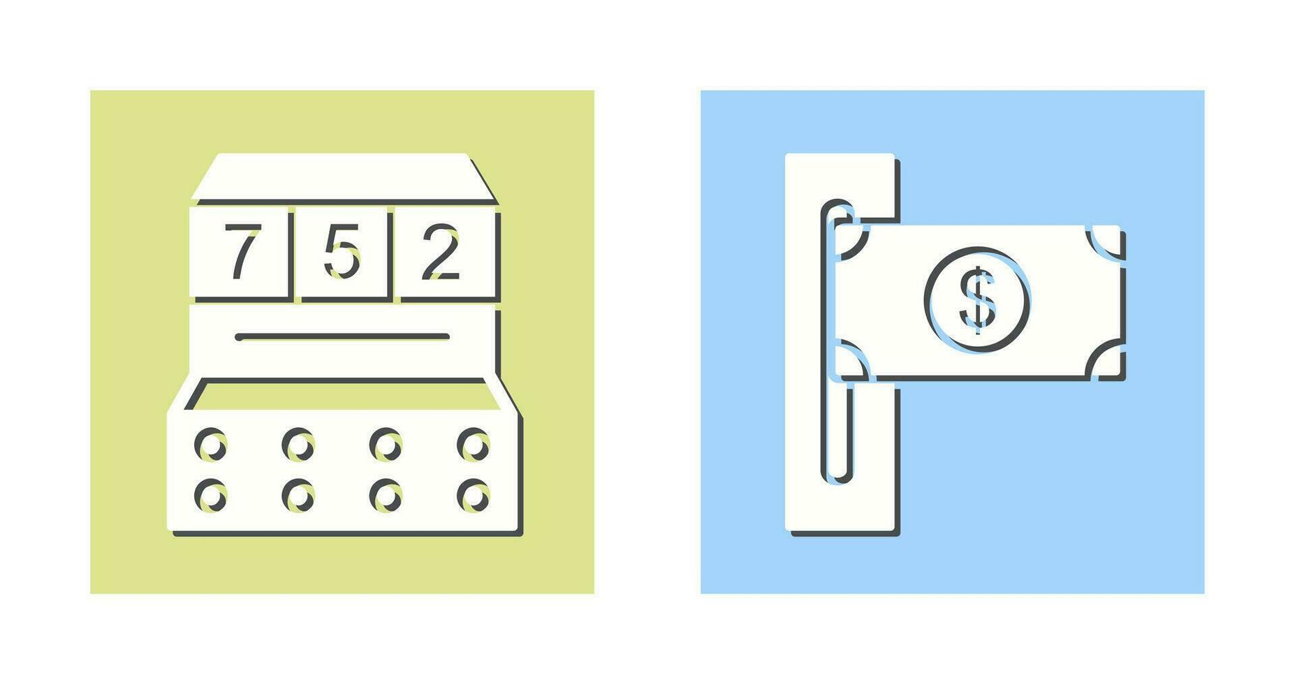 sleuf machine en sleuf van rekeningen icoon vector