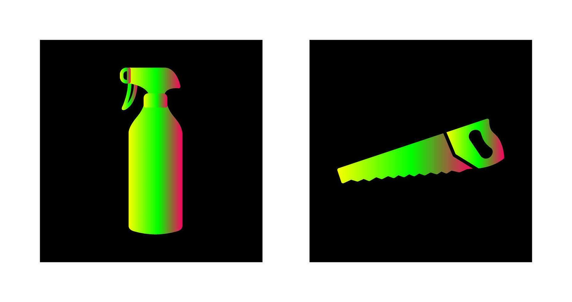 verstuiven fles en handzaag icoon vector