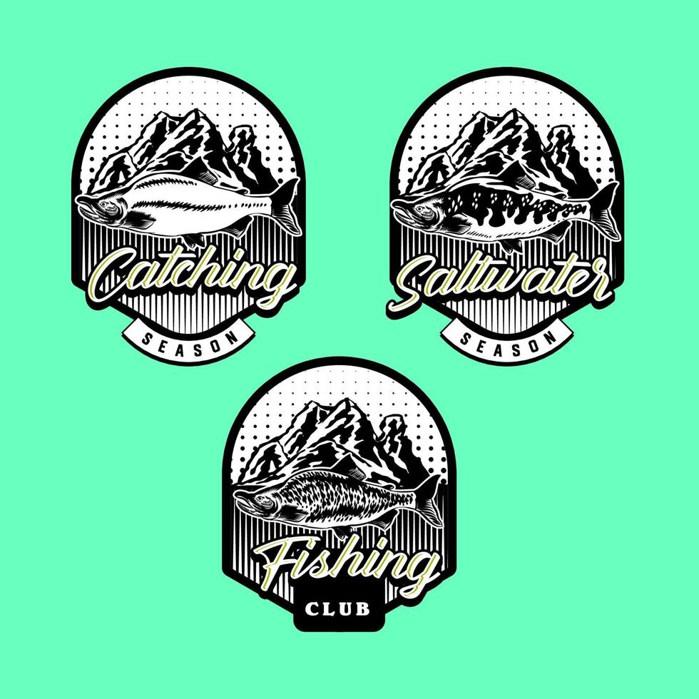 set vintage visclub badge embleem vector