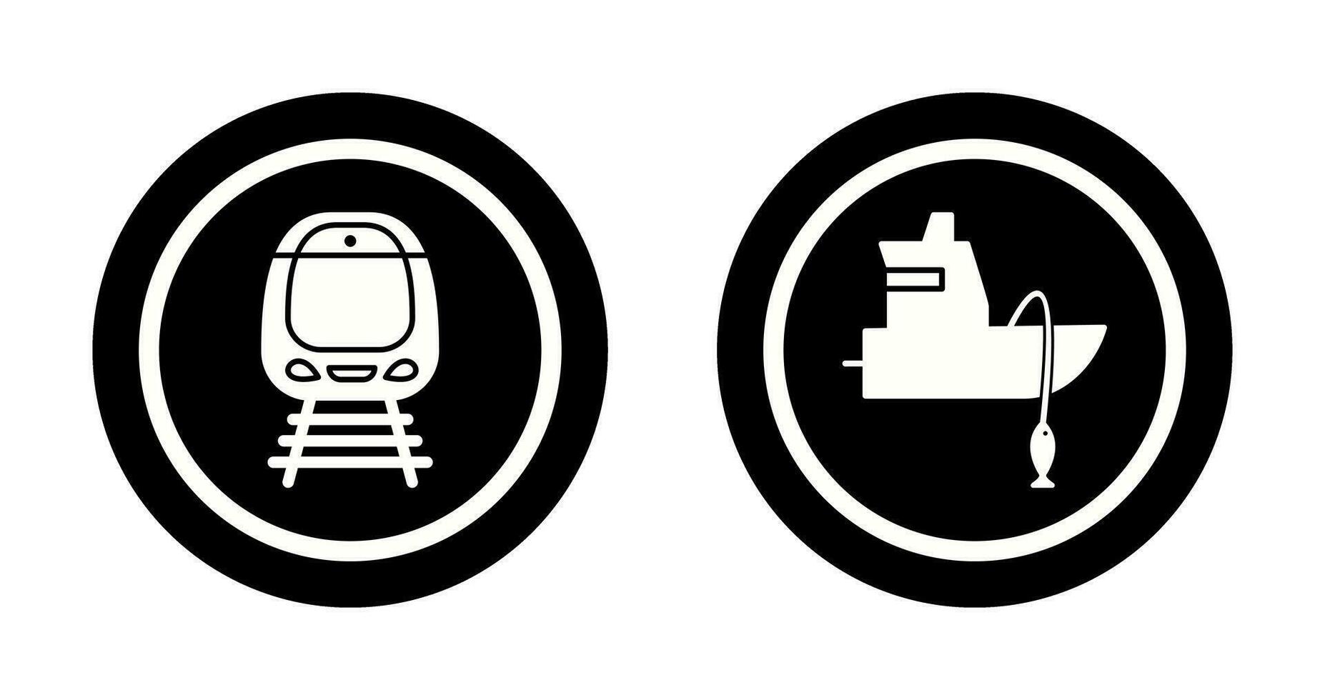 trein en visvangst boot icoon vector