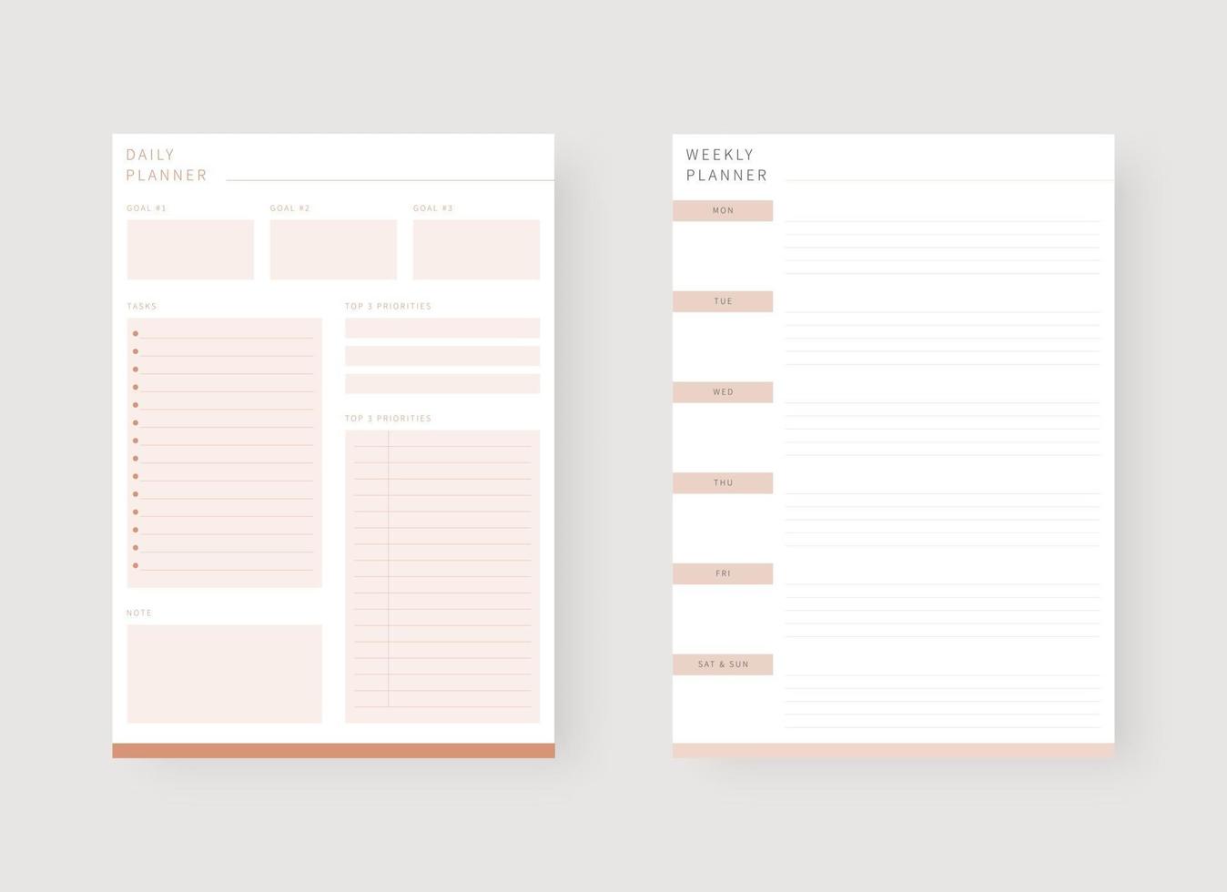 dagelijkse en wekelijkse planner sjabloon. vector