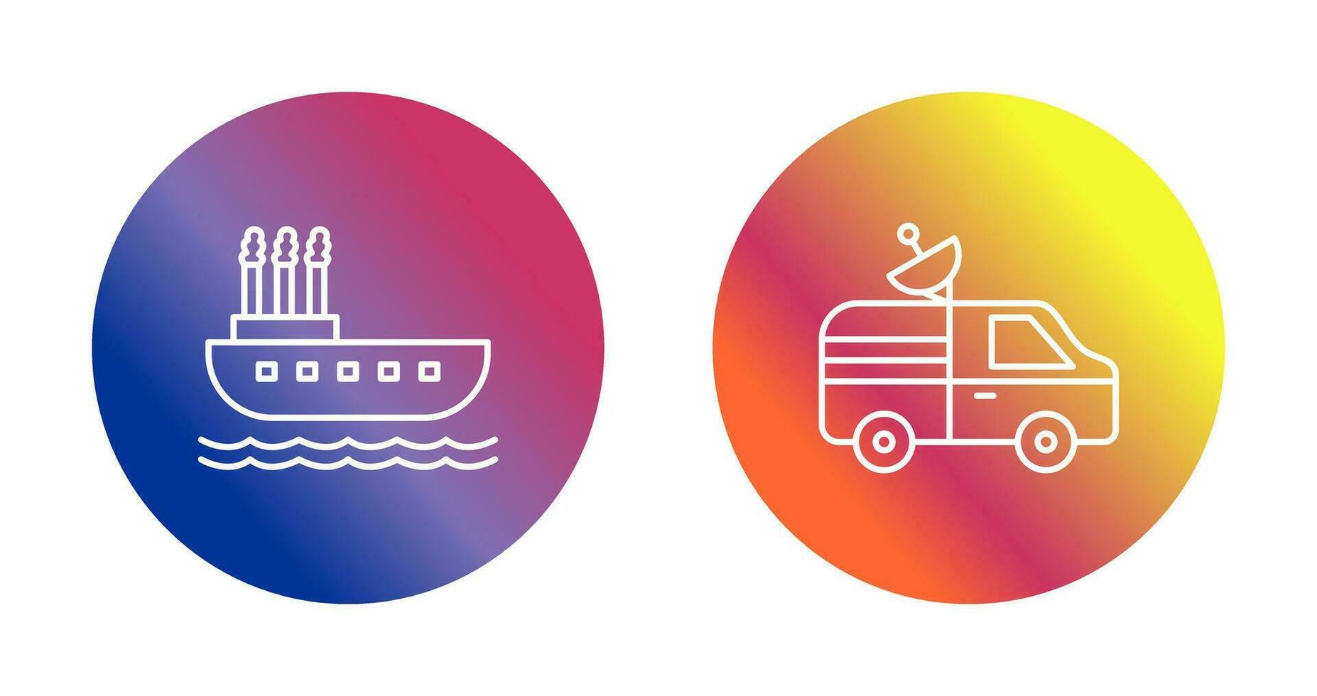 stoomboot en nieuws busje icoon vector