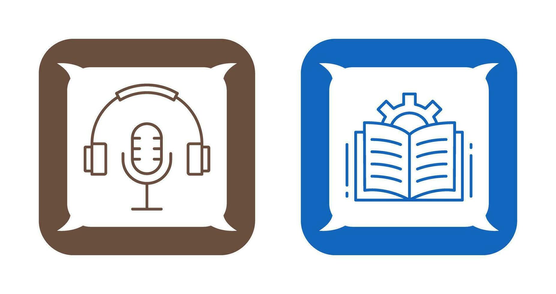 podcast en Open boek icoon vector