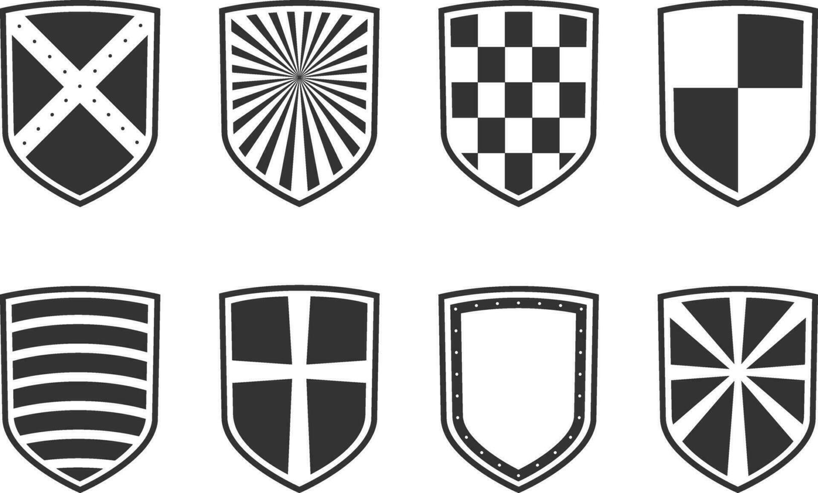 veilig en bewaker beschermen symbool. vector reeks heraldisch schild met verschillend patroon.