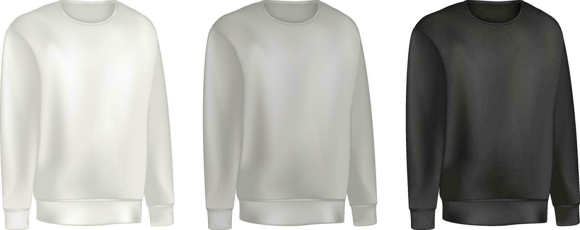 Mens kleding reeks van sweater en raglan trui grijs en zwart kleur. mode illustratie van sport- uniform t shirt. blanco vector sjabloon voorkant keer bekeken. geïsoleerd Aan wit achtergrond.