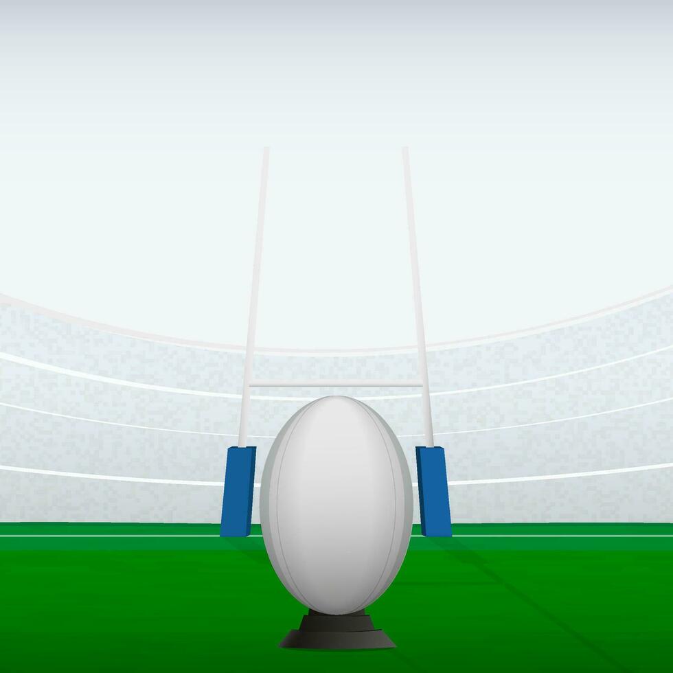 plein illustratie van voorbereidingen treffen voor bal trap in rugby spel. rugby bal Aan de veld. vector