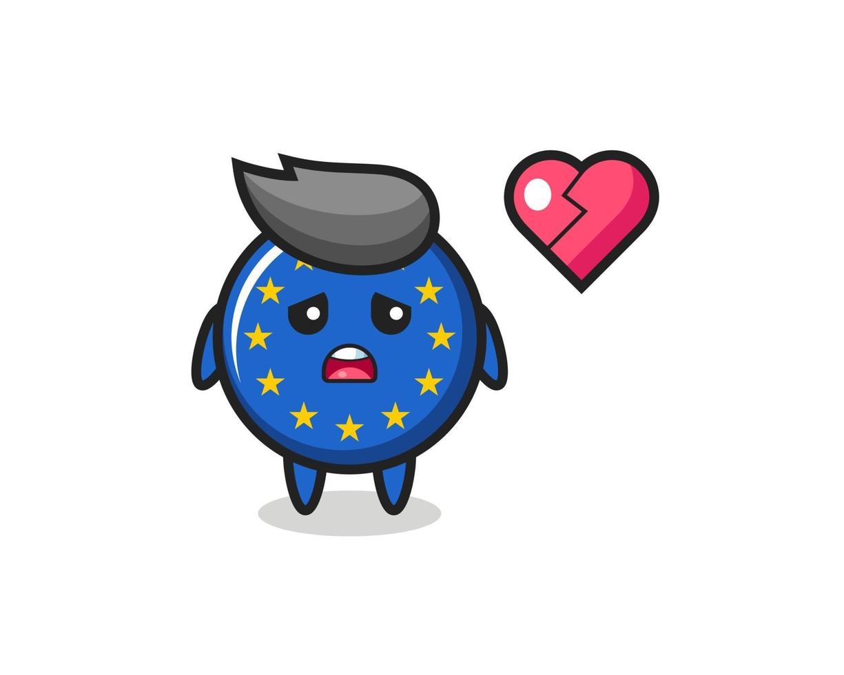 europa vlag badge cartoon afbeelding is gebroken hart vector