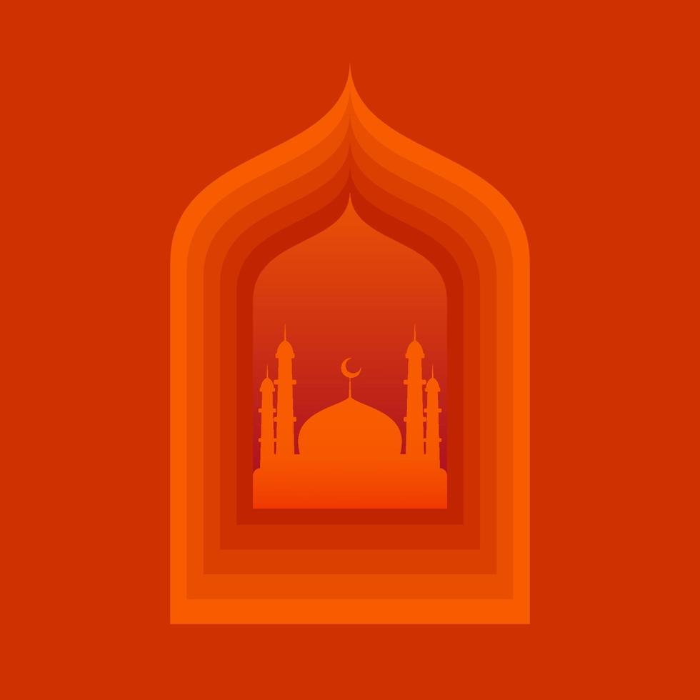 ramadan kareem moskee in raam vector