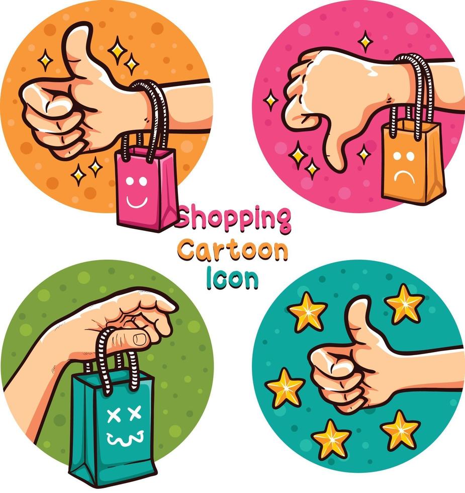 online winkelen cartoon icon set illustratie vector