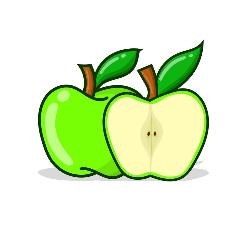 groene appel met gesneden een andere appel. groene appel vectorillustratie vector