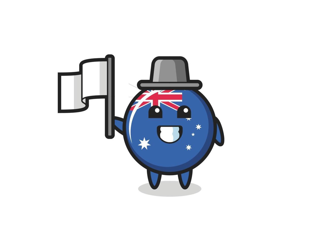 stripfiguur van australië vlagbadge met een vlag vector