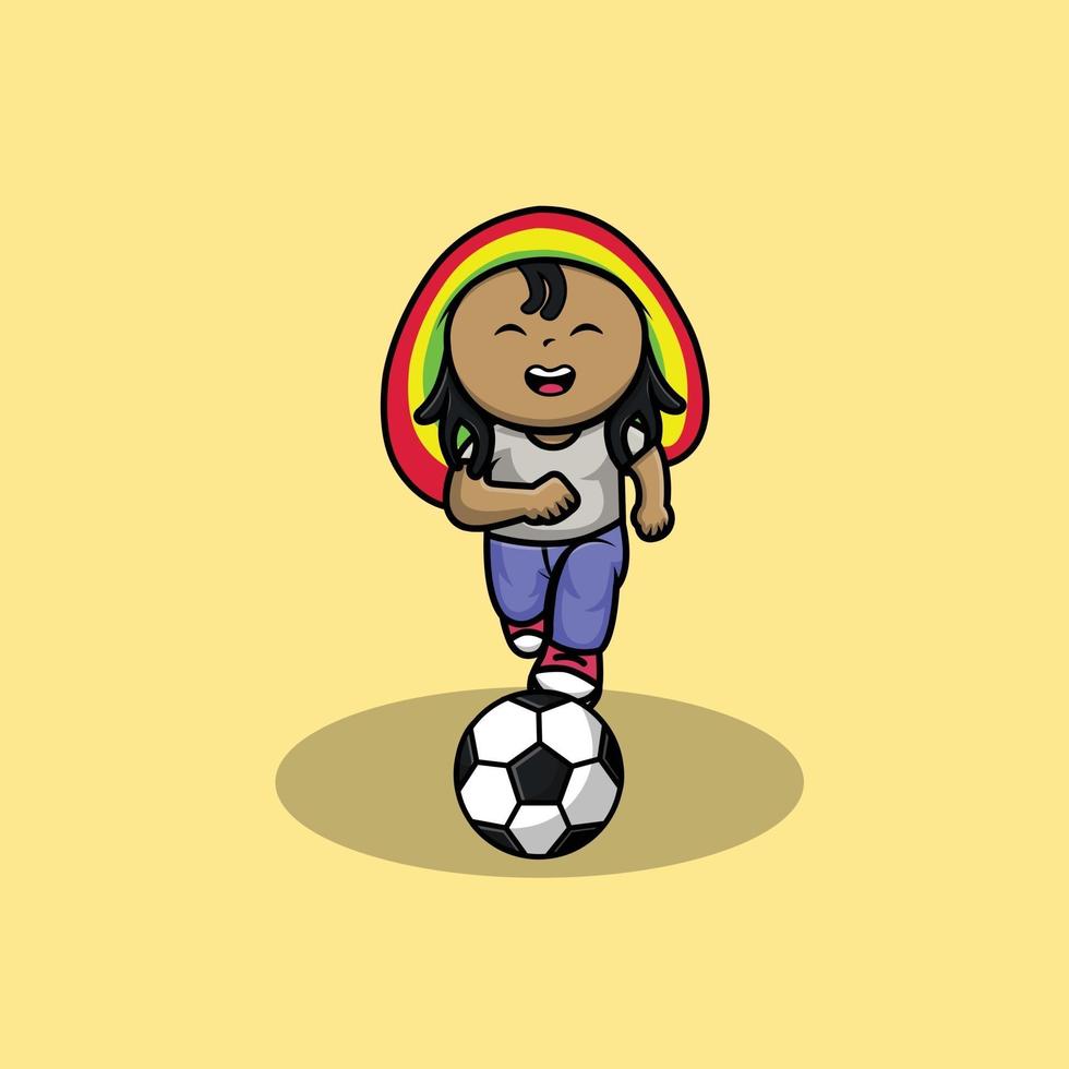 leuke rastajongen die voetbal speelt vector