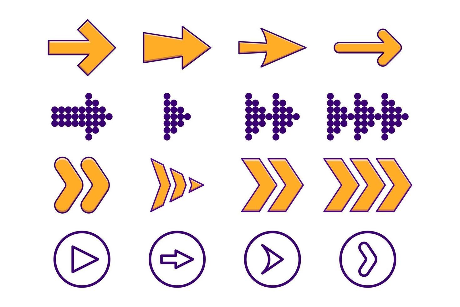 pijlen kleur set pictogrammen vector