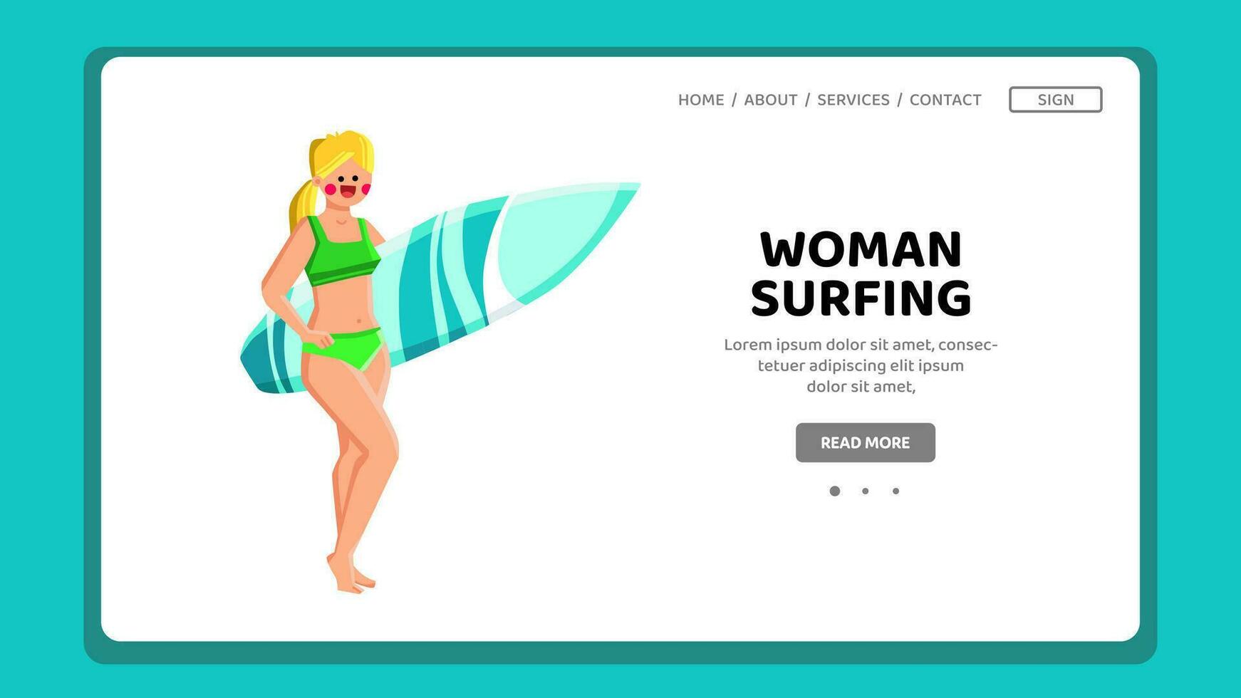 Golf vrouw surfing vector