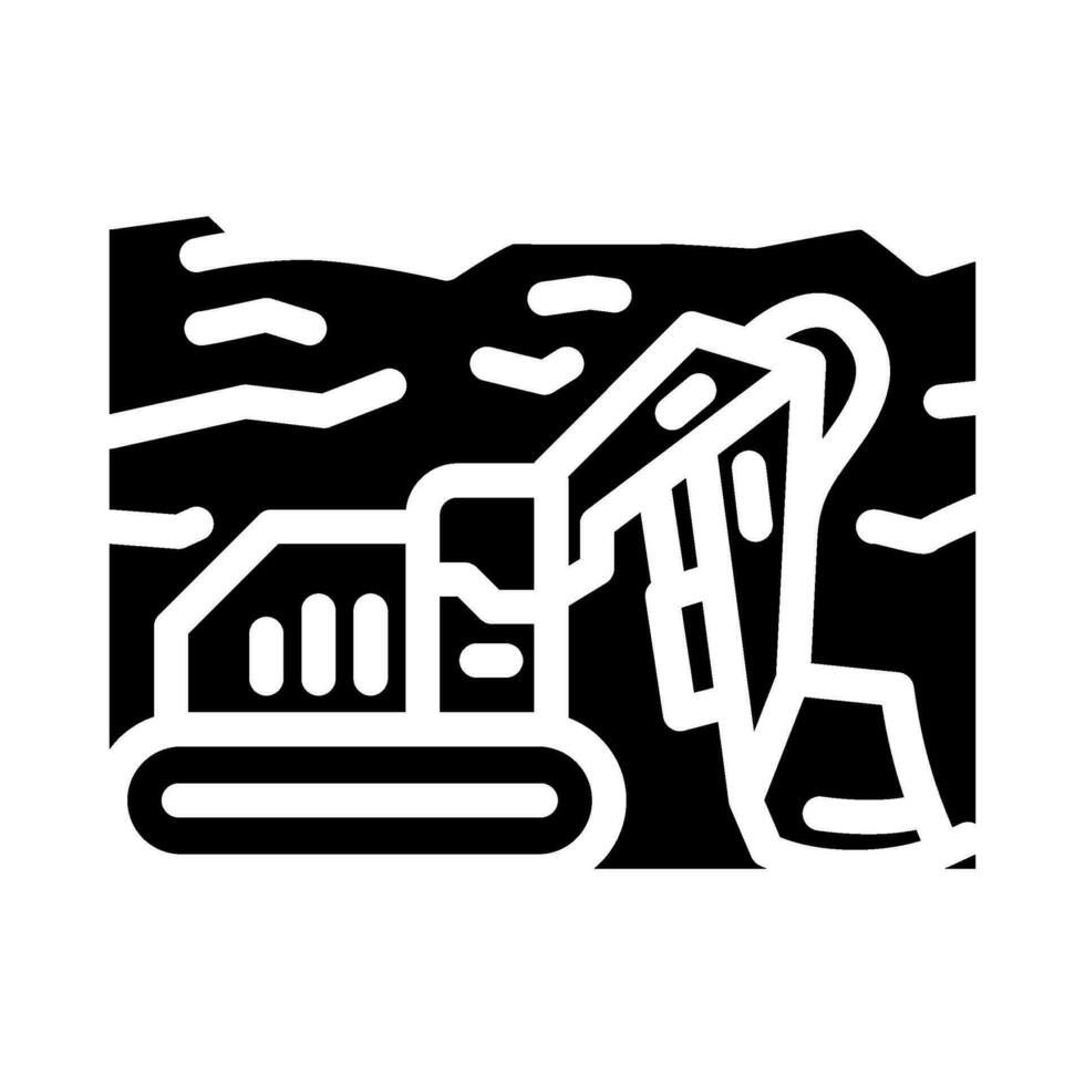 mijnbouw operaties glyph icoon vector illustratie