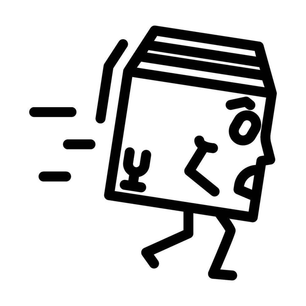 rennen karton doos karakter lijn icoon vector illustratie
