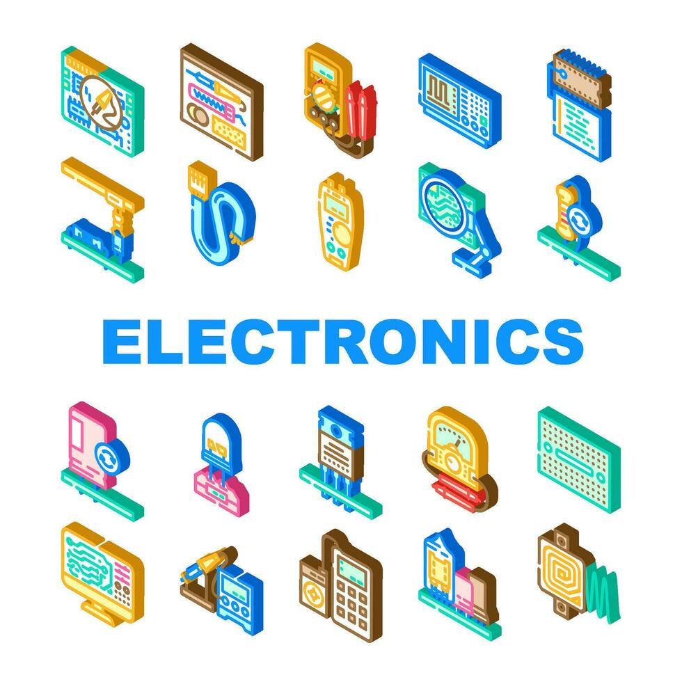 elektronica technicus industrie pictogrammen reeks vector