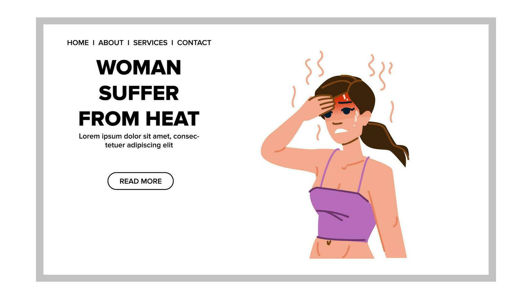 zomer vrouw lijden van warmte vector