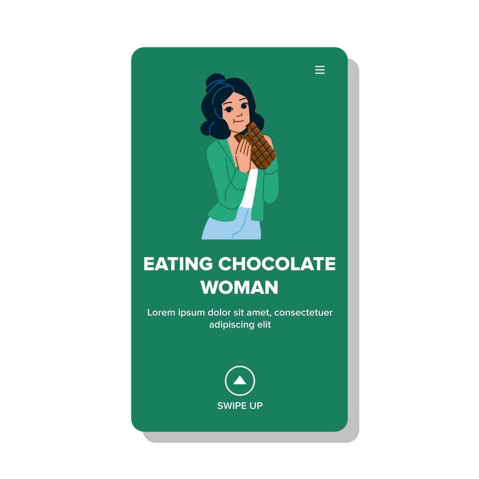 vlak aan het eten chocola vrouw vector